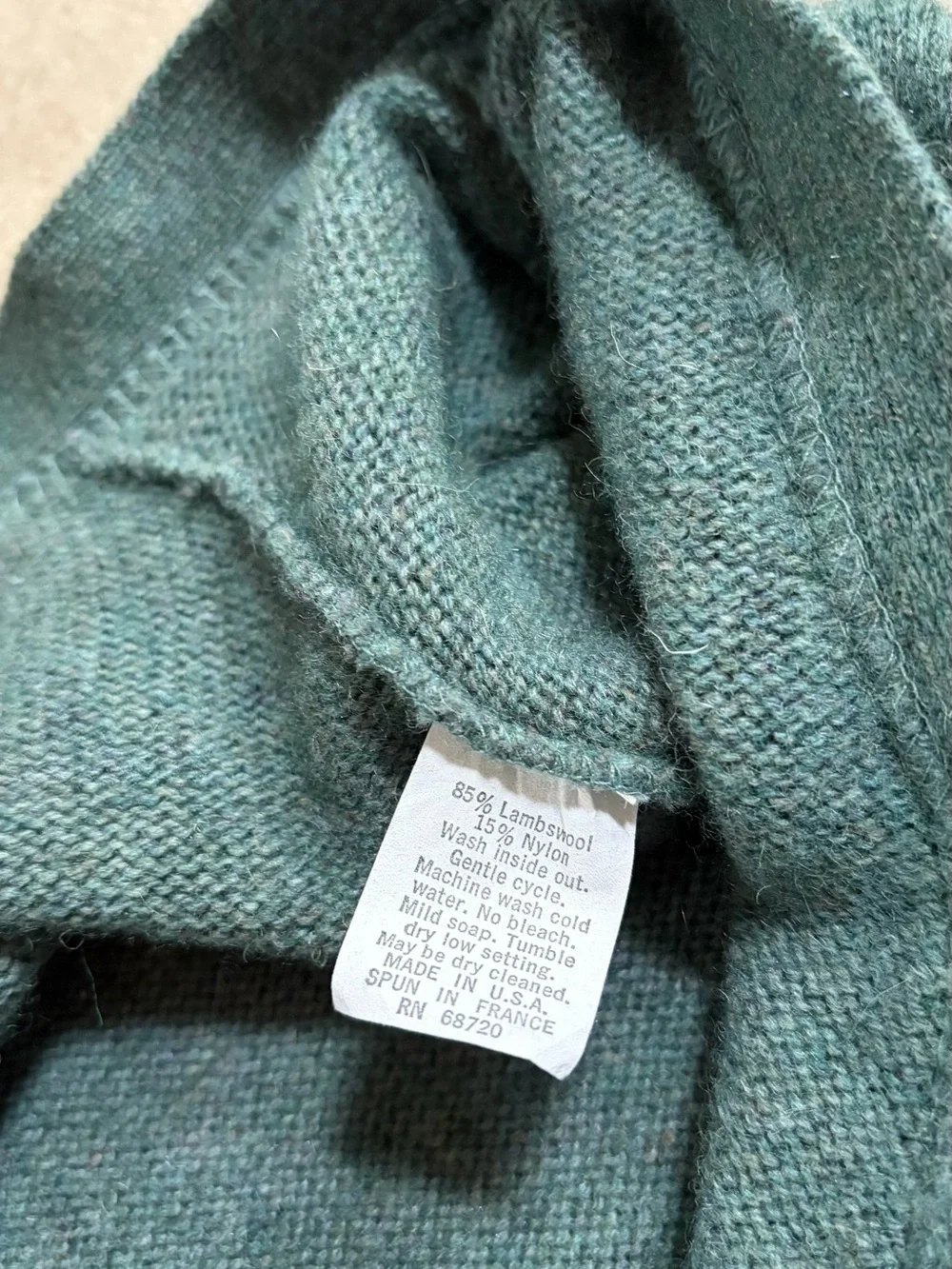 Vintage London Fog Men’s Knit Cardigan Sweater Teal preppy V-Neck Button Front
